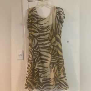 Signature by Robbie Bee Cream Leopard Print Dress